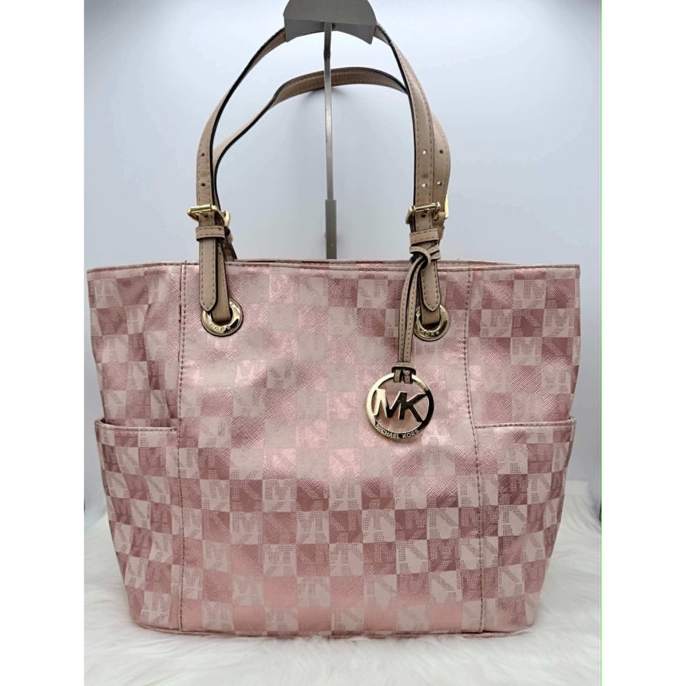 Michael Michael Kors Metallic Rose Gold Jet Set Tote Bag Gold Hardware